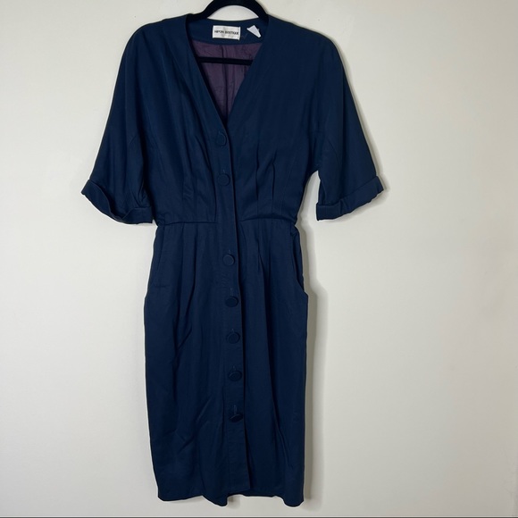 Nipon Boutique Vintage Navy Blue 60s Inspired Dress - Picture 5 of 16